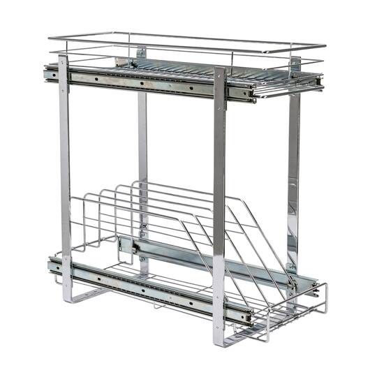 Household Essentials Glidez Chrome-Plated Steel 2-Tier Dual-Sliding Storage Organizer
